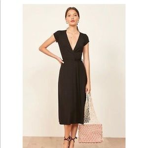Black wrap Reformation dress